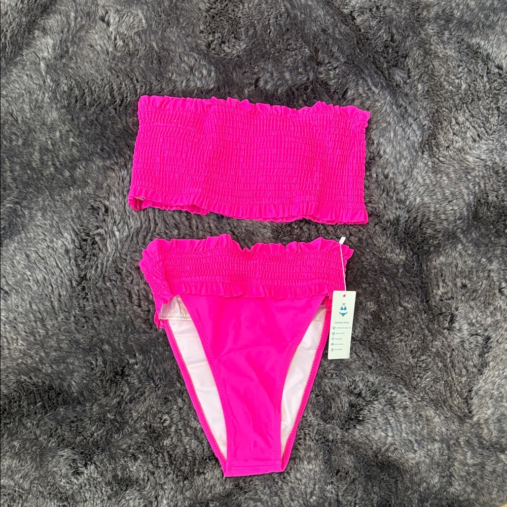 Vibrant Pink Bandeau Bikini Set
